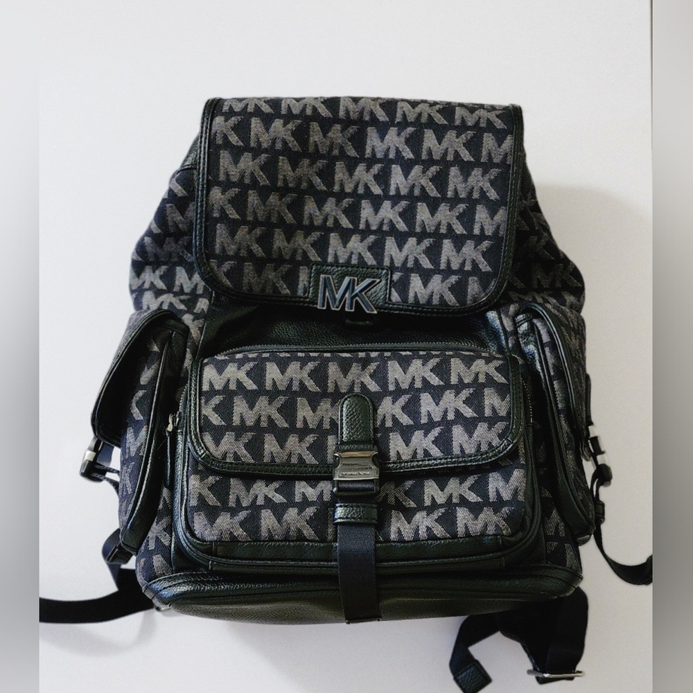 Micheal Kors Hudson Denim Logo Jacquard Backpack
